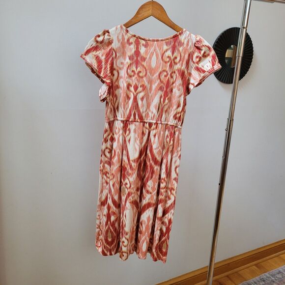 Sonoma Orange/pink/white Shift Dress Size S Boho Bloomcore Lace Front - Picture 2 of 7